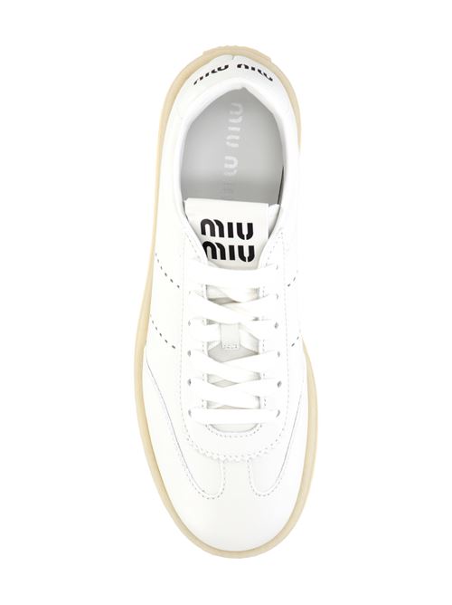 White calf leather flatform sneakers Miu Miu | 5E278EF-045LW4F0009